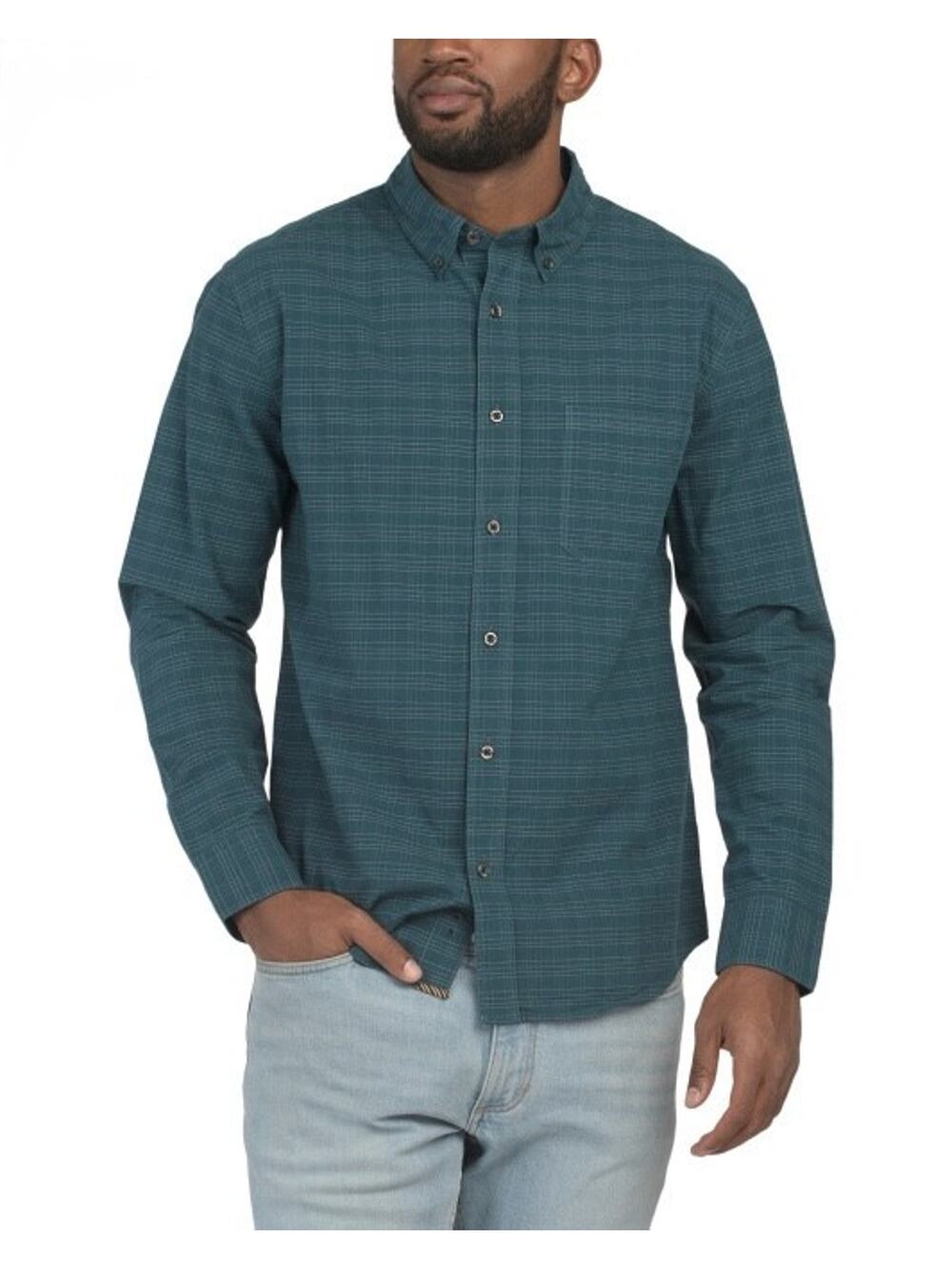 Billy Reid Tuscumbia Line Plaid Shirt Reflecting Pond Small $198 MSRP